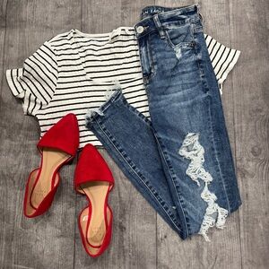 American Eagle Hi-Rise Distressed Legging Jean Regular Length